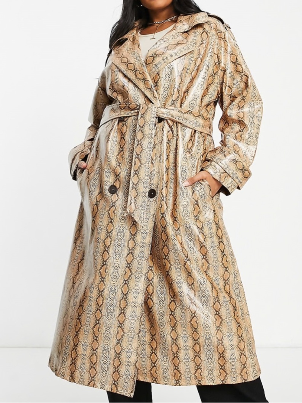 ASOS Curve snake print trench coat size 24